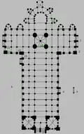 Plan of the Basilica of Saint-Sernin, Toulouse, showing enlarged piers to support tower