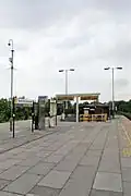 The island platform and entrance.
