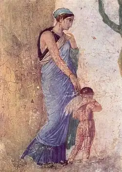 A Roman wall painting of Venus and her son Eros, from Pompeii (about 30 BC)