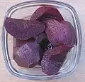 Pears simmered in red wine