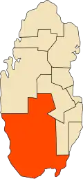 Map of Qatar with Jariyan Al Batnah Municipality highlighted