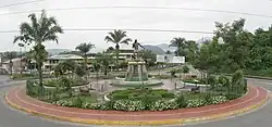 statue of Jumandy, at rotary located on Ecuador Highway 45 at the entrance to the city