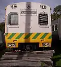 Close-up of a refurbished train