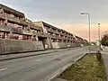 A hotel building on Regati boulevard, an example of brutalist architecture
