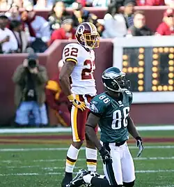 Reggie Brown down after a passing play