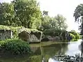 View from The Mill Garden of the remains of Warwick's medieval bridge