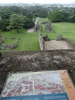 View of the ruins of Panama Viejo from the Cathedral