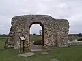 Added battered buttressing reinforces this wall fragment