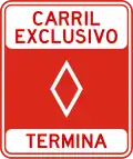 R-9-2 Exclusive lane ends