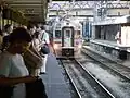 South Shore train approaching from Millennium Station