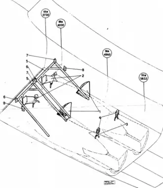 Bomb bay with 500&nbsp;kg bombs (+ bomb forks)
