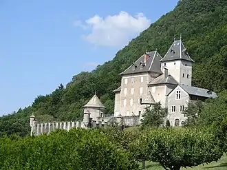 The Beauregard Castle, which looms over the village