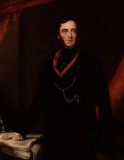Portrait of Lord George Bentinck by Samuel Lane. A different version was displayed at the 1834 exhibition