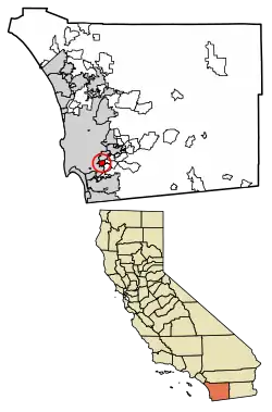 Location of Lemon Grove in San Diego County, California.