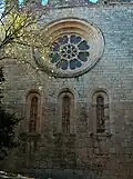 The rose window and lancets of the eastern end