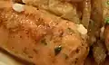 Sausage Trio, Mash and Cabbage with Onion Gravy (cropped)