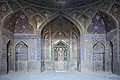 One of the musalla rooms in the mosque, with a fine mihrab preserved