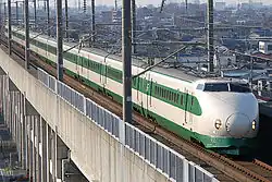 A 200 series Shinkansen, similar to those used on Asahi services