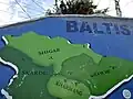 A mural map of Shigar painted on a wall in the city of Skardu, the capital of Gilgit-Baltistan, Pakistan.