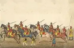 Skinner's Horse party.Folio from 'Reminiscences of Imperial Delhi’, an album by Sir Thomas Metcalfe, 1843.