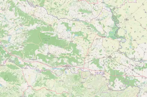 Map of the Slavonia with location of Prosvjeta local subcommittees highlighted