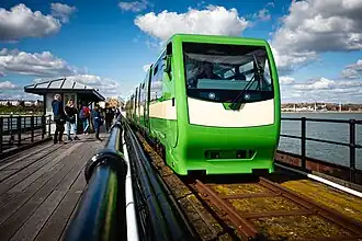 A pier railway train