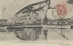 Souverain as a hulk in Toulon harbour