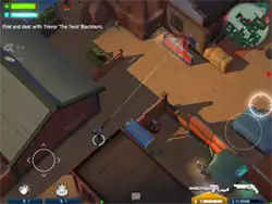 The main character, Burt, aiming at an enemy with his gun.