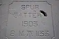 Plaque at Spur Battery indicates date of 1903
