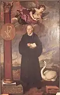 Luther with a swan (painting in the church at Strümpfelbach im Remstal, Weinstadt, Germany, by J. A. List)