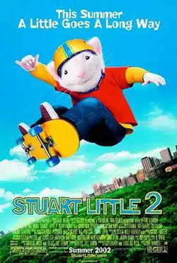 An anthropomorphic mouse on a skateboard