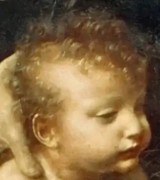 Its implementation in La Vierge aux rochers (detail).