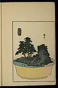 Color print depicting a bonkei modeled after The Fifty-three Stations of the Tōkaidō, print A-20