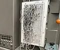 Gamma 3 plug board. In stored program configuration, programs are loaded from punch cards instead.