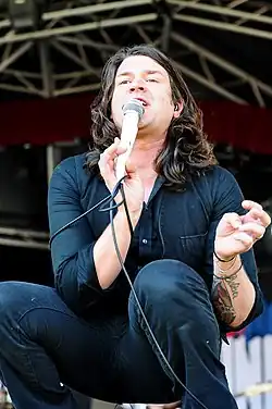 A man onstage