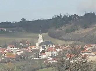 Village of Teilhède from south-east (from RD 411 commune Prompsat)