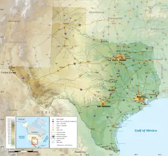 Geographic map of Texas