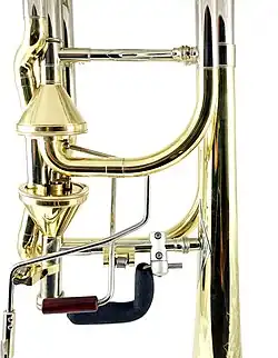 Bass trombone with two independent axial flow valves