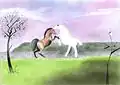 The Kiss, with apologies to George Stubbs, White Horses, Zillah Bell Gallery, Thirsk, 2009.