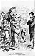 1871 cartoon of Young with his many wives and children.