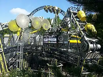 A look of the highly compact inversions that make up the smiler attraction.