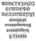 Theuerdank-Fraktur, cut in 1933 by the Monotype Corporation, from the 1517 original