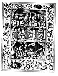 The ancient masters of alchemy (Geberus, Arnold, Razi, Hermes) ruling over wisdom.