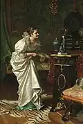 "Paying Her Respects to His High Mightiness" by Tito Conti, 1883