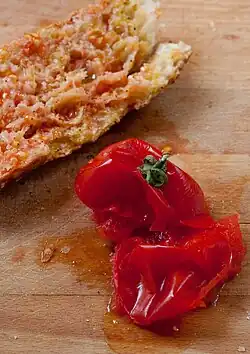 Squeezed tomato after use