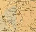 Ethnic composition of Toplica/Morava regions with pre-1878 borders by the English-German cartographer E.G. Ravenstein (1880)