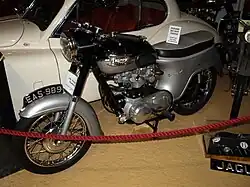 1964 Triumph Thunderbird with "bathtub" rear fairing and siamesed exhaust.