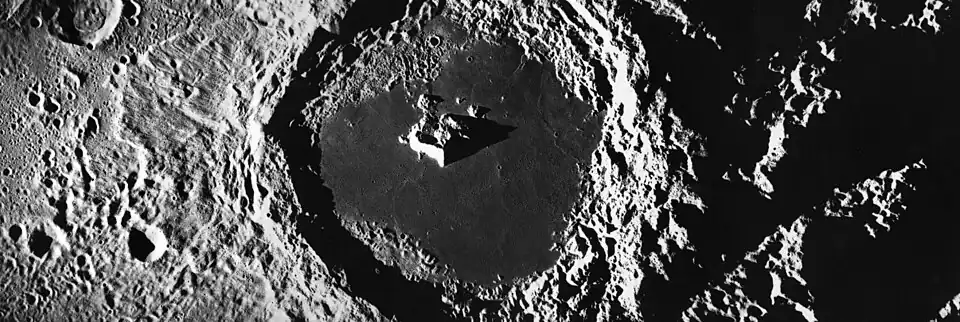 Mosaic of Apollo 17 mapping camera images, while Tsiolkovskiy was at the terminator