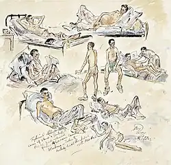 malnourished POWs, Kuching, 1945