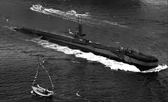 Baya (AGSS-318), post-conversion in 1962.